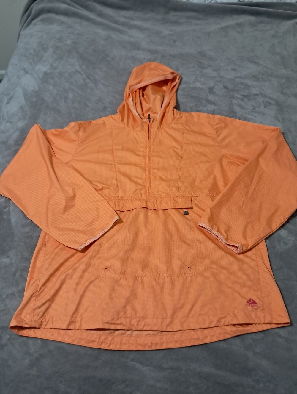 Nike ACG Vintage Men's Orange Packable Half-zip Anorak Windbreaker Jacket Sz. XL